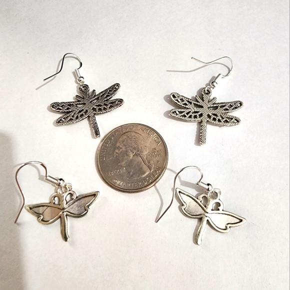 Silver Dragonfly Earring set D - Picture 3 of 6